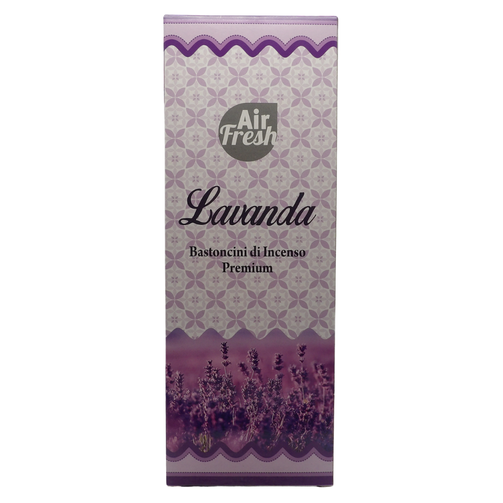AIR FRESH Incenso Aromatico, Ottenuto Da Miscele Di Erbe, Cortecce, Fiori Ed Essenza Profumate. Ottimo Per Profumare Ambienti. Confezione Da 6 Astucci Da 20 Stick Ognuno (LAVANDA)