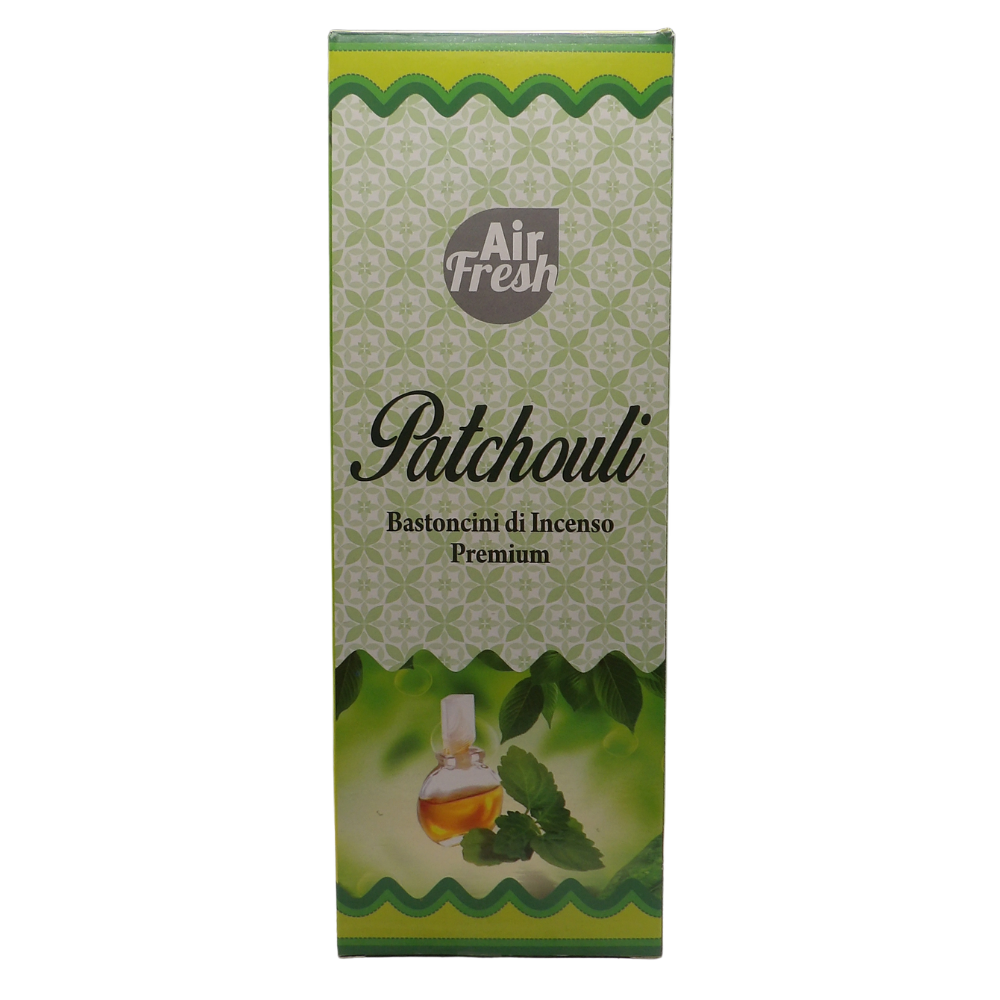 AIR FRESH Incenso Aromatico, Ottenuto Da Miscele Di Erbe, Cortecce, Fiori Ed Essenza Profumate. Ottimo Per Profumare Ambienti. Confezione Da 6 Astucci Da 20 Stick Ognuno (PATCHOULI)