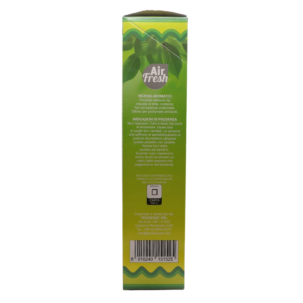 AIR FRESH Incenso Aromatico, Ottenuto Da Miscele Di Erbe, Cortecce, Fiori Ed Essenza Profumate. Ottimo Per Profumare Ambienti. Confezione Da 6 Astucci Da 20 Stick Ognuno (PATCHOULI)