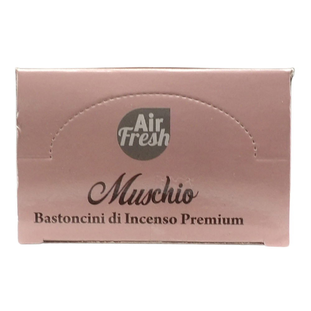 AIR FRESH Incenso Aromatico, Ottenuto Da Miscele Di Erbe, Cortecce, Fiori Ed Essenza Profumate. Ottimo Per Profumare Ambienti. Confezione Da 6 Astucci Da 20 Stick Ognuno (MUSCHIO)