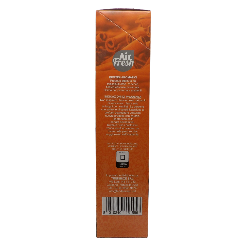 AIR FRESH Incenso Aromatico, Ottenuto Da Miscele Di Erbe, Cortecce, Fiori Ed Essenza Profumate. Ottimo Per Profumare Ambienti. Confezione Da 6 Astucci Da 20 Stick Ognuno (CANNELLA)