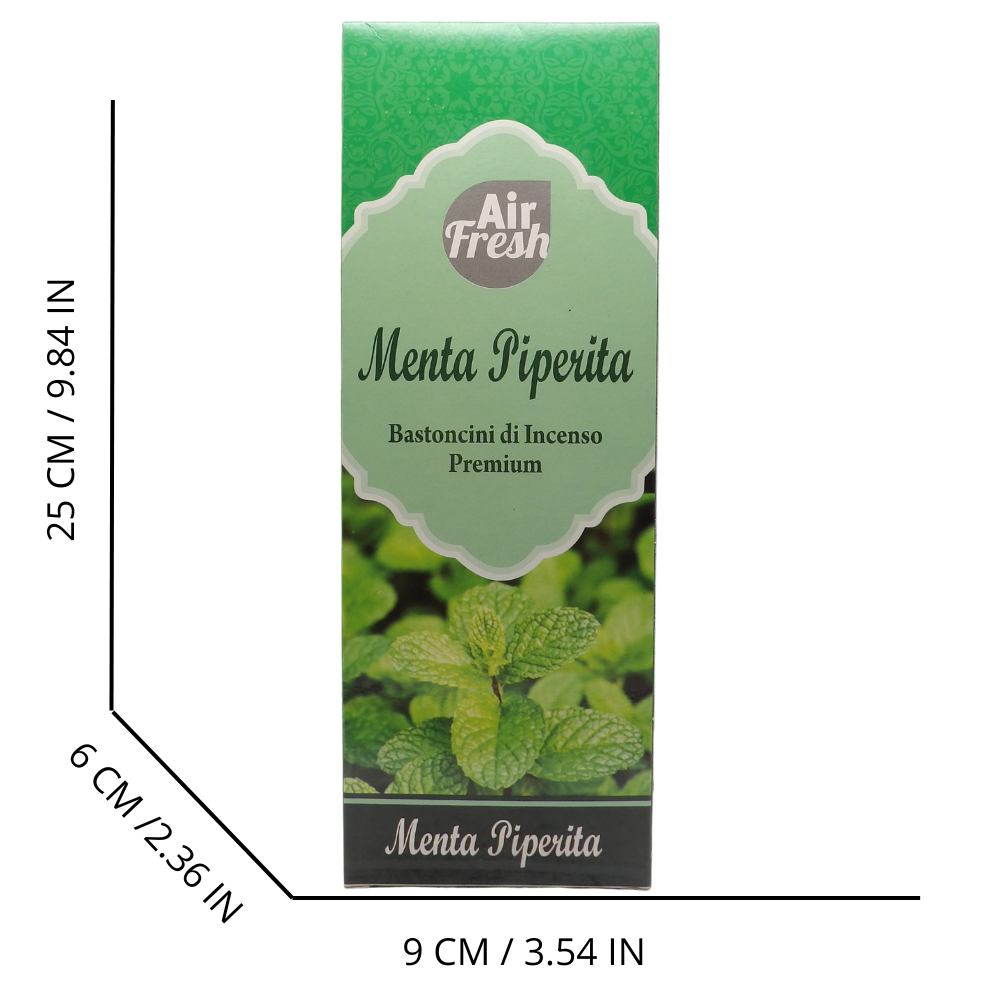 AIR FRESH Incenso Aromatico, Ottenuto Da Miscele Di Erbe, Cortecce, Fiori Ed Essenza Profumate. Ottimo Per Profumare Ambienti. Confezione Da 6 Astucci Da 20 Stick Ognuno (MENTA PIPERITA)