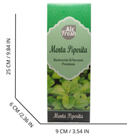 AIR FRESH Incenso Aromatico, Ottenuto Da Miscele Di Erbe, Cortecce, Fiori Ed Essenza Profumate. Ottimo Per Profumare Ambienti. Confezione Da 6 Astucci Da 20 Stick Ognuno (MENTA PIPERITA)