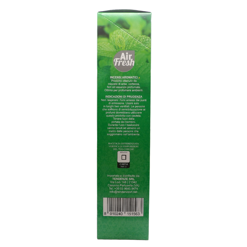 AIR FRESH Incenso Aromatico, Ottenuto Da Miscele Di Erbe, Cortecce, Fiori Ed Essenza Profumate. Ottimo Per Profumare Ambienti. Confezione Da 6 Astucci Da 20 Stick Ognuno (MENTA PIPERITA)