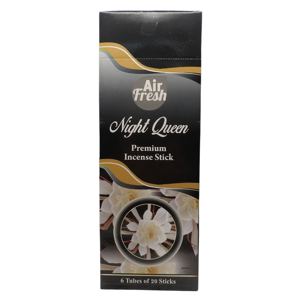 AIR FRESH Incenso Aromatico, Ottenuto Da Miscele Di Erbe, Cortecce, Fiori Ed Essenza Profumate. Ottimo Per Profumare Ambienti. Confezione Da 6 Astucci Da 20 Stick Ognuno (REGINA DELLA NOTTE)