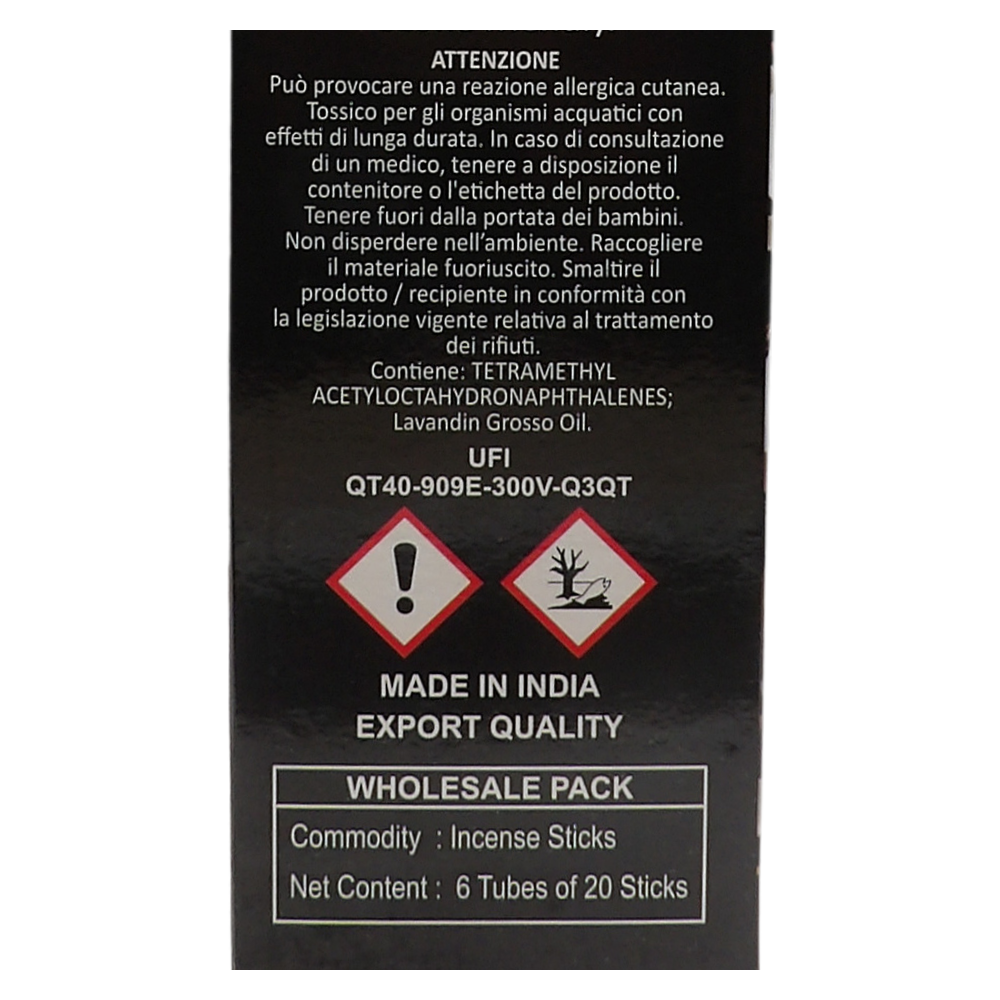 AIR FRESH Incenso Aromatico, Ottenuto Da Miscele Di Erbe, Cortecce, Fiori Ed Essenza Profumate. Ottimo Per Profumare Ambienti. Confezione Da 6 Astucci Da 20 Stick Ognuno (REGINA DELLA NOTTE)