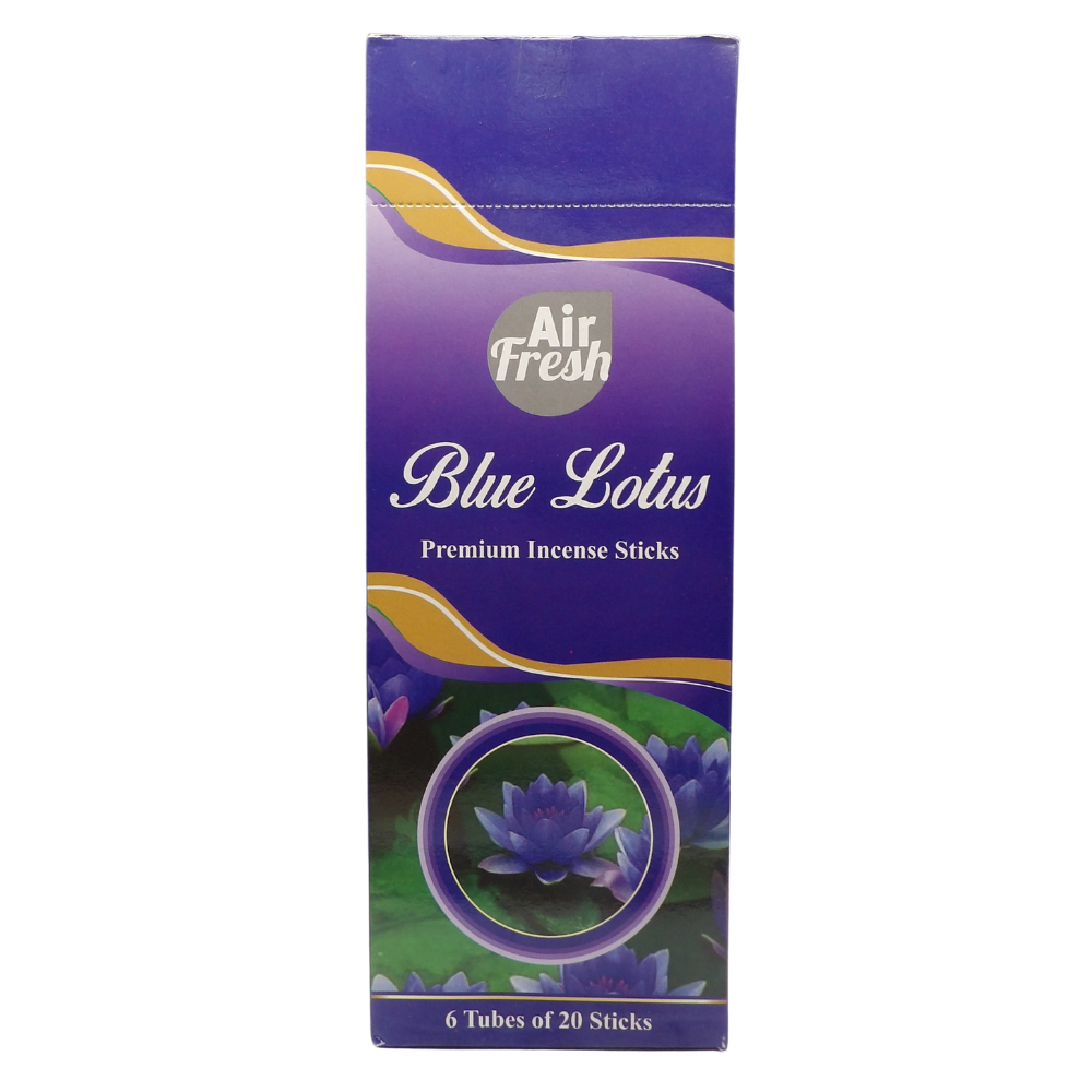 AIR FRESH Incenso Aromatico, Ottenuto Da Miscele Di Erbe, Cortecce, Fiori Ed Essenza Profumate. Ottimo Per Profumare Ambienti. Confezione Da 6 Astucci Da 20 Stick Ognuno (BLUE LOTUS)