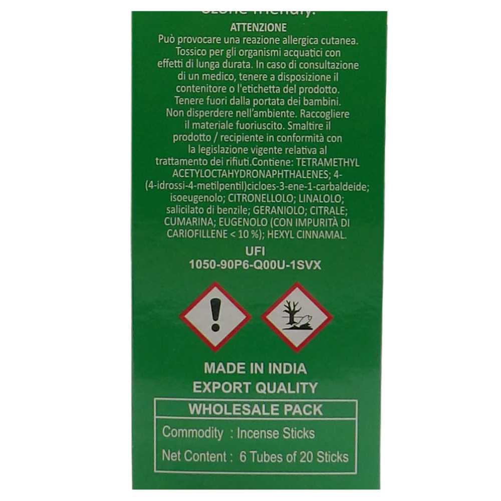 AIR FRESH Incenso Aromatico, Ottenuto Da Miscele Di Erbe, Cortecce, Fiori Ed Essenza Profumate. Ottimo Per Profumare Ambienti. Confezione Da 6 Astucci Da 20 Stick Ognuno (GIGLIO)