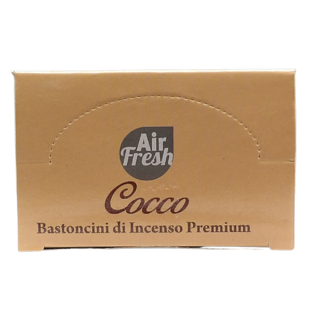 AIR FRESH Incenso Aromatico, Ottenuto Da Miscele Di Erbe, Cortecce, Fiori Ed Essenza Profumate. Ottimo Per Profumare Ambienti. Confezione Da 6 Astucci Da 20 Stick Ognuno (COCCO)