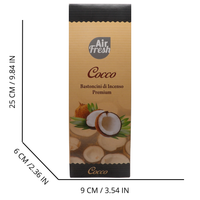 AIR FRESH Incenso Aromatico, Ottenuto Da Miscele Di Erbe, Cortecce, Fiori Ed Essenza Profumate. Ottimo Per Profumare Ambienti. Confezione Da 6 Astucci Da 20 Stick Ognuno (COCCO)