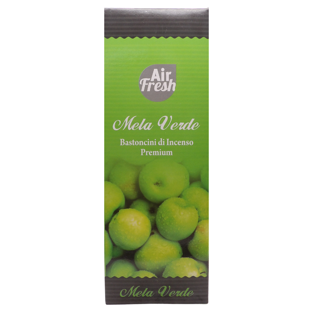 AIR FRESH Incenso Aromatico, Ottenuto Da Miscele Di Erbe, Cortecce, Fiori Ed Essenza Profumate. Ottimo Per Profumare Ambienti. Confezione Da 6 Astucci Da 20 Stick Ognuno (MELA VERDE)