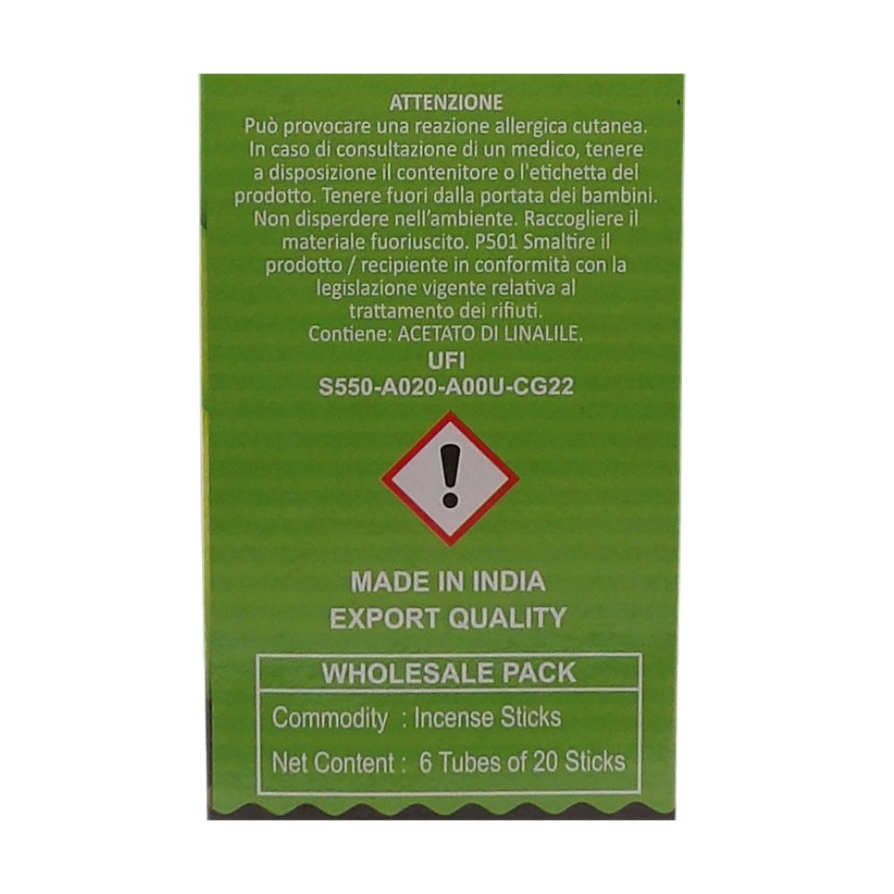 AIR FRESH Incenso Aromatico, Ottenuto Da Miscele Di Erbe, Cortecce, Fiori Ed Essenza Profumate. Ottimo Per Profumare Ambienti. Confezione Da 6 Astucci Da 20 Stick Ognuno (MELA VERDE)