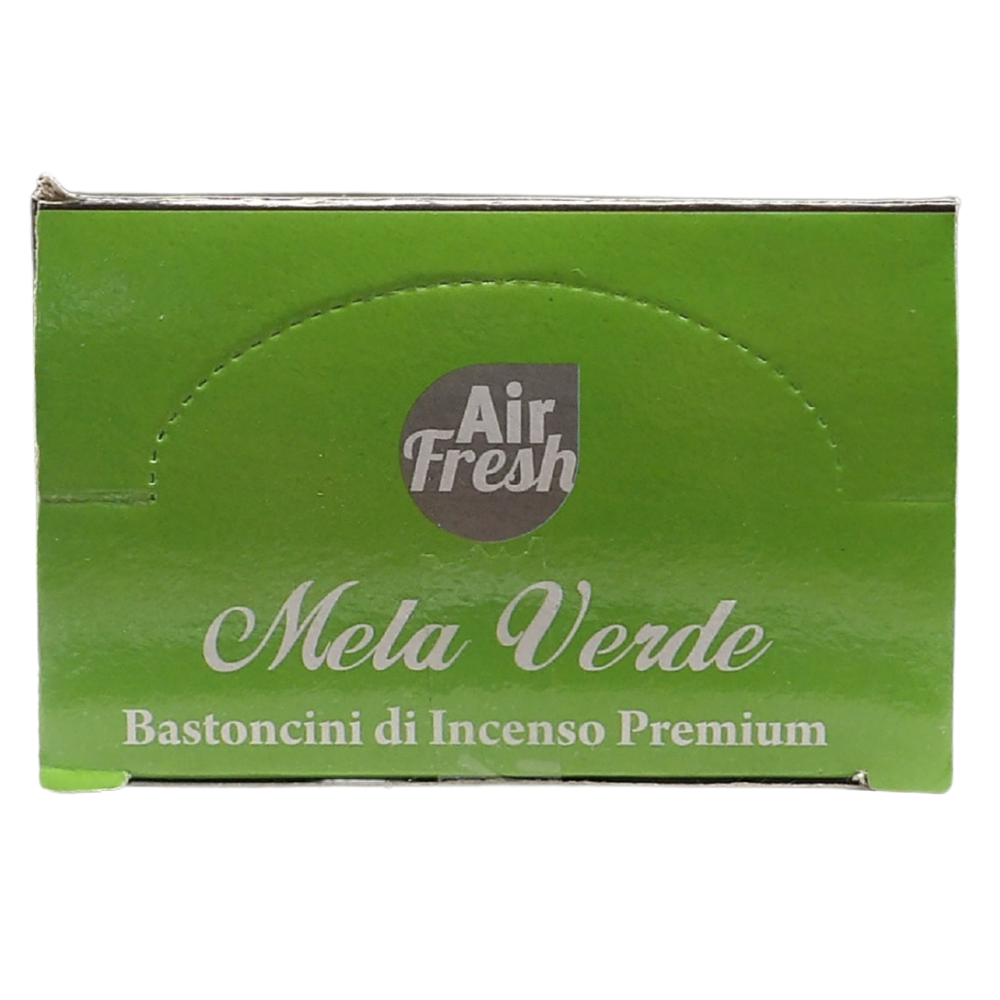 AIR FRESH Incenso Aromatico, Ottenuto Da Miscele Di Erbe, Cortecce, Fiori Ed Essenza Profumate. Ottimo Per Profumare Ambienti. Confezione Da 6 Astucci Da 20 Stick Ognuno (MELA VERDE)