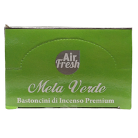 AIR FRESH Incenso Aromatico, Ottenuto Da Miscele Di Erbe, Cortecce, Fiori Ed Essenza Profumate. Ottimo Per Profumare Ambienti. Confezione Da 6 Astucci Da 20 Stick Ognuno (MELA VERDE)