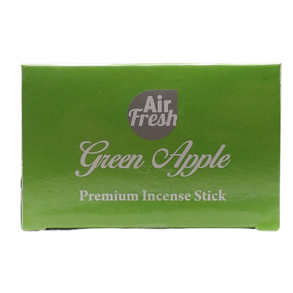 AIR FRESH Incenso Aromatico, Ottenuto Da Miscele Di Erbe, Cortecce, Fiori Ed Essenza Profumate. Ottimo Per Profumare Ambienti. Confezione Da 6 Astucci Da 20 Stick Ognuno (MELA VERDE)