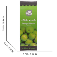 AIR FRESH Incenso Aromatico, Ottenuto Da Miscele Di Erbe, Cortecce, Fiori Ed Essenza Profumate. Ottimo Per Profumare Ambienti. Confezione Da 6 Astucci Da 20 Stick Ognuno (MELA VERDE)