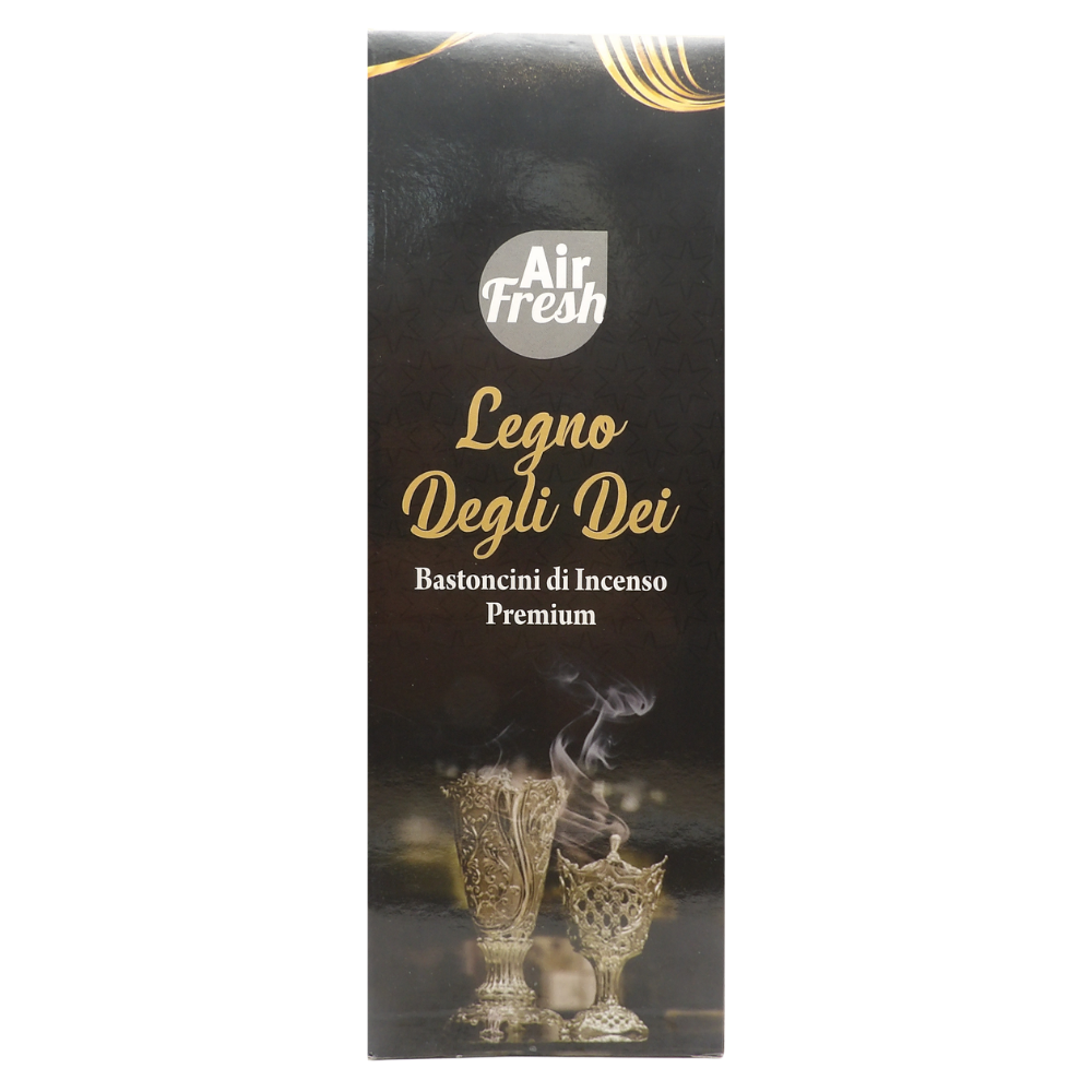 AIR FRESH Incenso Aromatico, Ottenuto Da Miscele Di Erbe, Cortecce, Fiori Ed Essenza Profumate. Ottimo Per Profumare Ambienti. Confezione Da 6 Astucci Da 20 Stick Ognuno (LEGNO DEGLI DEI)