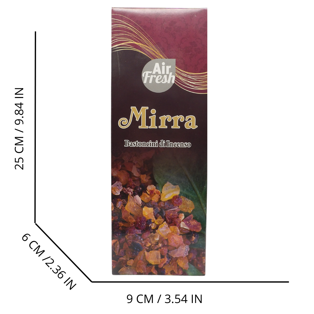 AIR FRESH Incenso Aromatico, Ottenuto Da Miscele Di Erbe, Cortecce, Fiori Ed Essenza Profumate. Ottimo Per Profumare Ambienti. Confezione Da 6 Astucci Da 20 Stick Ognuno (MIRRA)