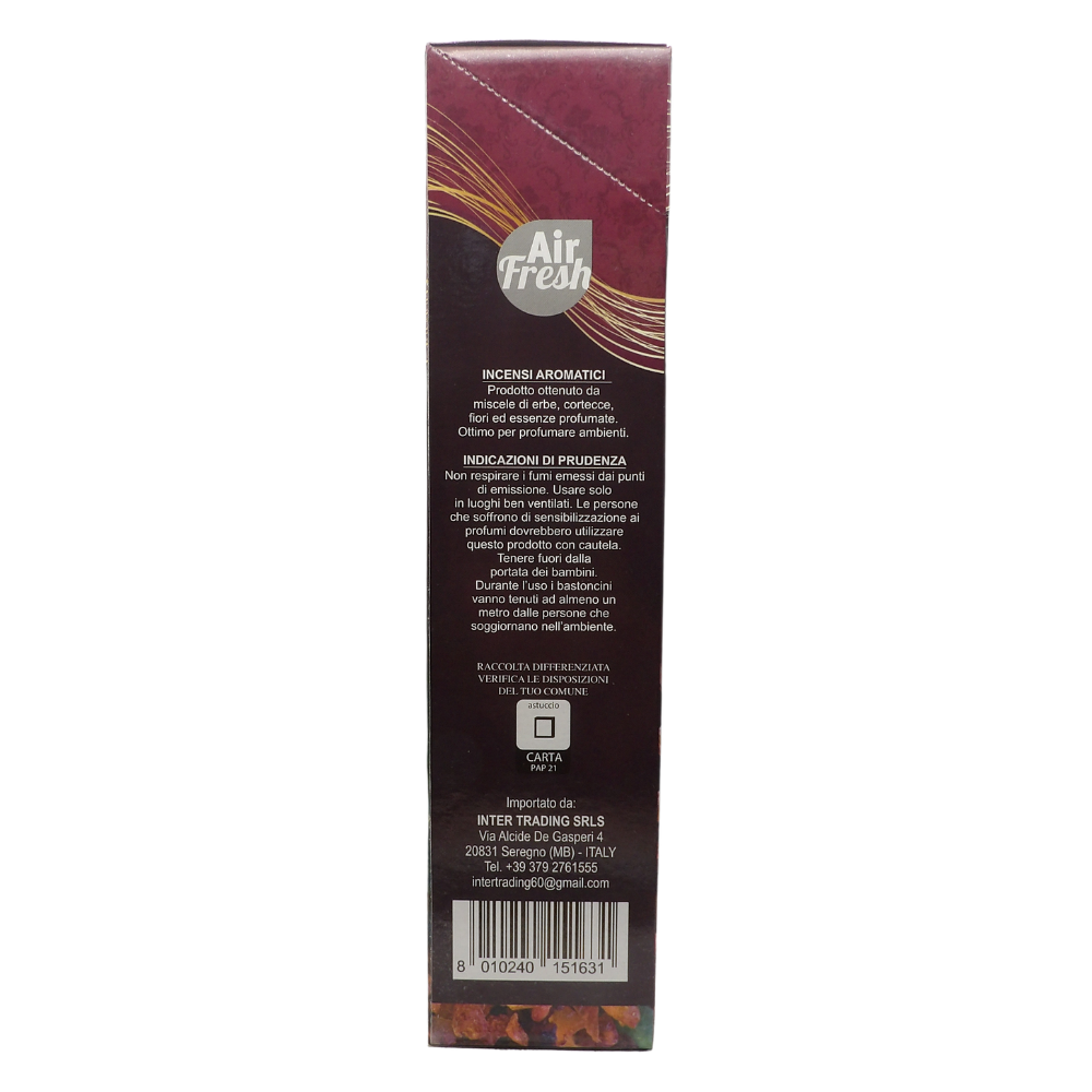 AIR FRESH Incenso Aromatico, Ottenuto Da Miscele Di Erbe, Cortecce, Fiori Ed Essenza Profumate. Ottimo Per Profumare Ambienti. Confezione Da 6 Astucci Da 20 Stick Ognuno (MIRRA)