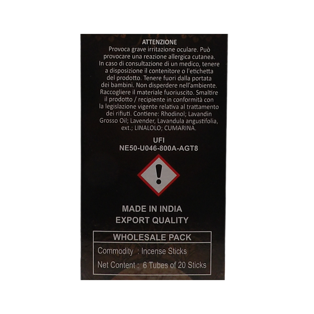 AIR FRESH Incenso Aromatico, Ottenuto Da Miscele Di Erbe, Cortecce, Fiori Ed Essenza Profumate. Ottimo Per Profumare Ambienti. Confezione Da 6 Astucci Da 20 Stick Ognuno (INCENSO)