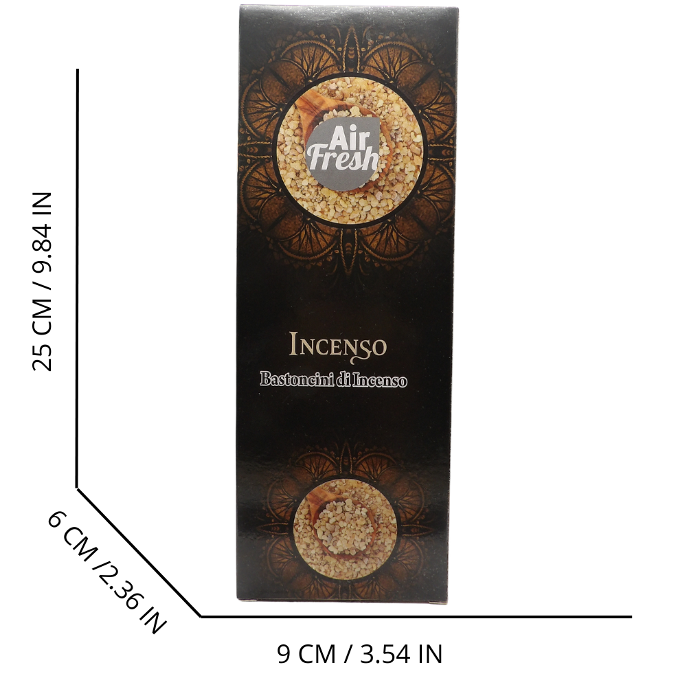 AIR FRESH Incenso Aromatico, Ottenuto Da Miscele Di Erbe, Cortecce, Fiori Ed Essenza Profumate. Ottimo Per Profumare Ambienti. Confezione Da 6 Astucci Da 20 Stick Ognuno (INCENSO)