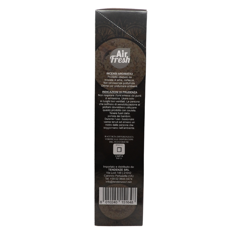 AIR FRESH Incenso Aromatico, Ottenuto Da Miscele Di Erbe, Cortecce, Fiori Ed Essenza Profumate. Ottimo Per Profumare Ambienti. Confezione Da 6 Astucci Da 20 Stick Ognuno (INCENSO)