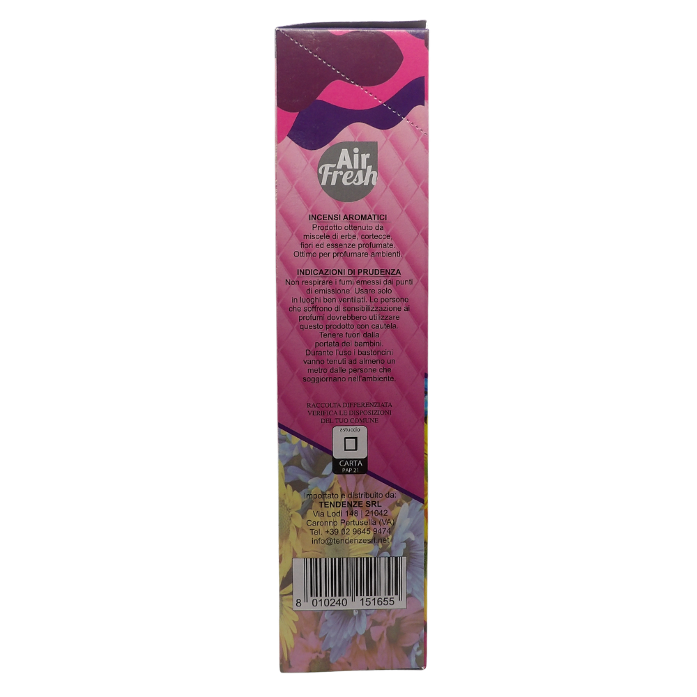 AIR FRESH Incenso Aromatico, Ottenuto Da Miscele Di Erbe, Cortecce, Fiori Ed Essenza Profumate. Ottimo Per Profumare Ambienti. Confezione Da 6 Astucci Da 20 Stick Ognuno (FIORI DEL PARADISO)