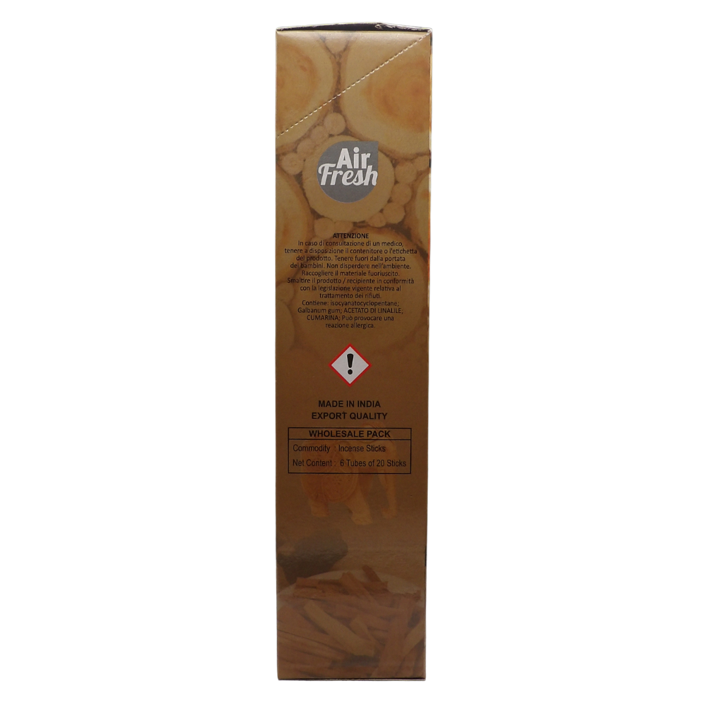 AIR FRESH Incenso Aromatico, Ottenuto Da Miscele Di Erbe, Cortecce, Fiori Ed Essenza Profumate. Ottimo Per Profumare Ambienti. Confezione Da 6 Astucci Da 20 Stick Ognuno (PALO SANTO)