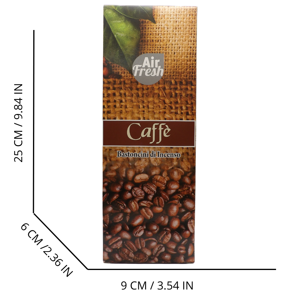 AIR FRESH Incenso Aromatico, Ottenuto Da Miscele Di Erbe, Cortecce, Fiori Ed Essenza Profumate. Ottimo Per Profumare Ambienti. Confezione Da 6 Astucci Da 20 Stick Ognuno (CAFFE')