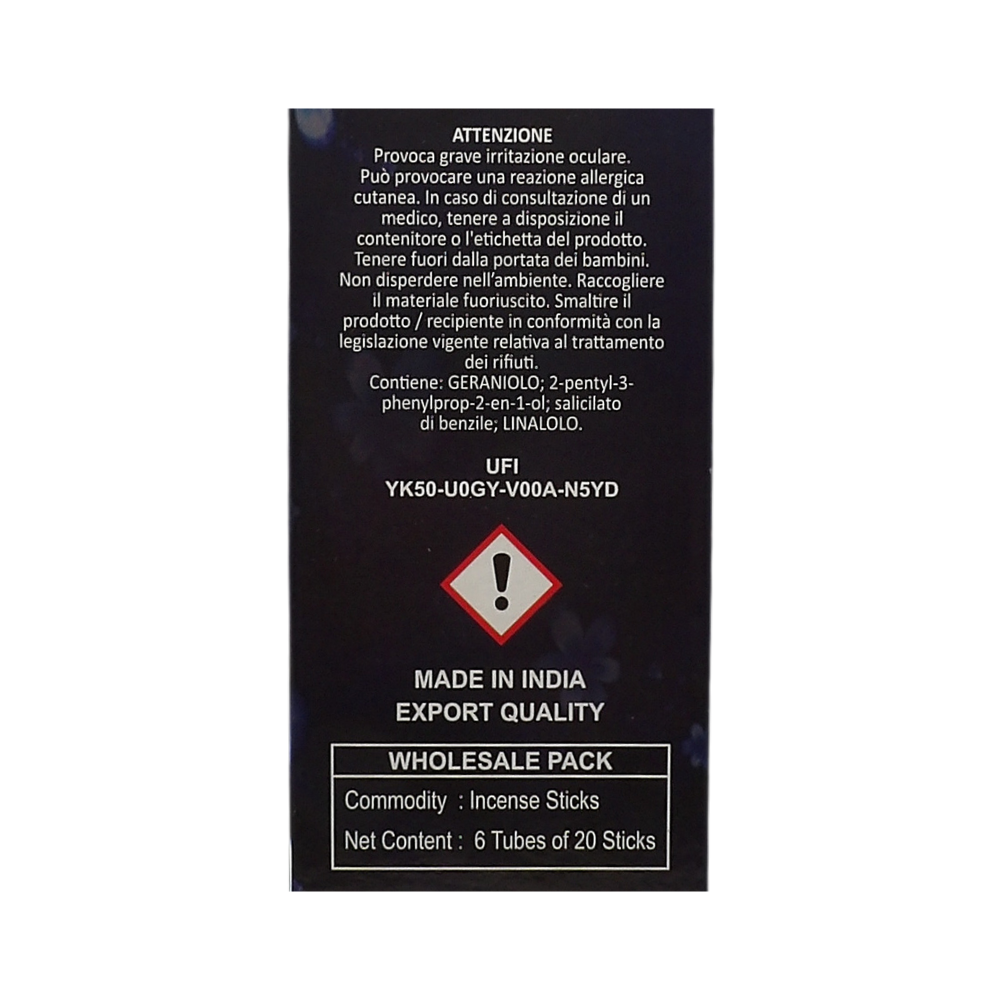 AIR FRESH Incenso Aromatico, Ottenuto Da Miscele Di Erbe, Cortecce, Fiori Ed Essenza Profumate. Ottimo Per Profumare Ambienti. Confezione Da 6 Astucci Da 20 Stick Ognuno (OPPIO)