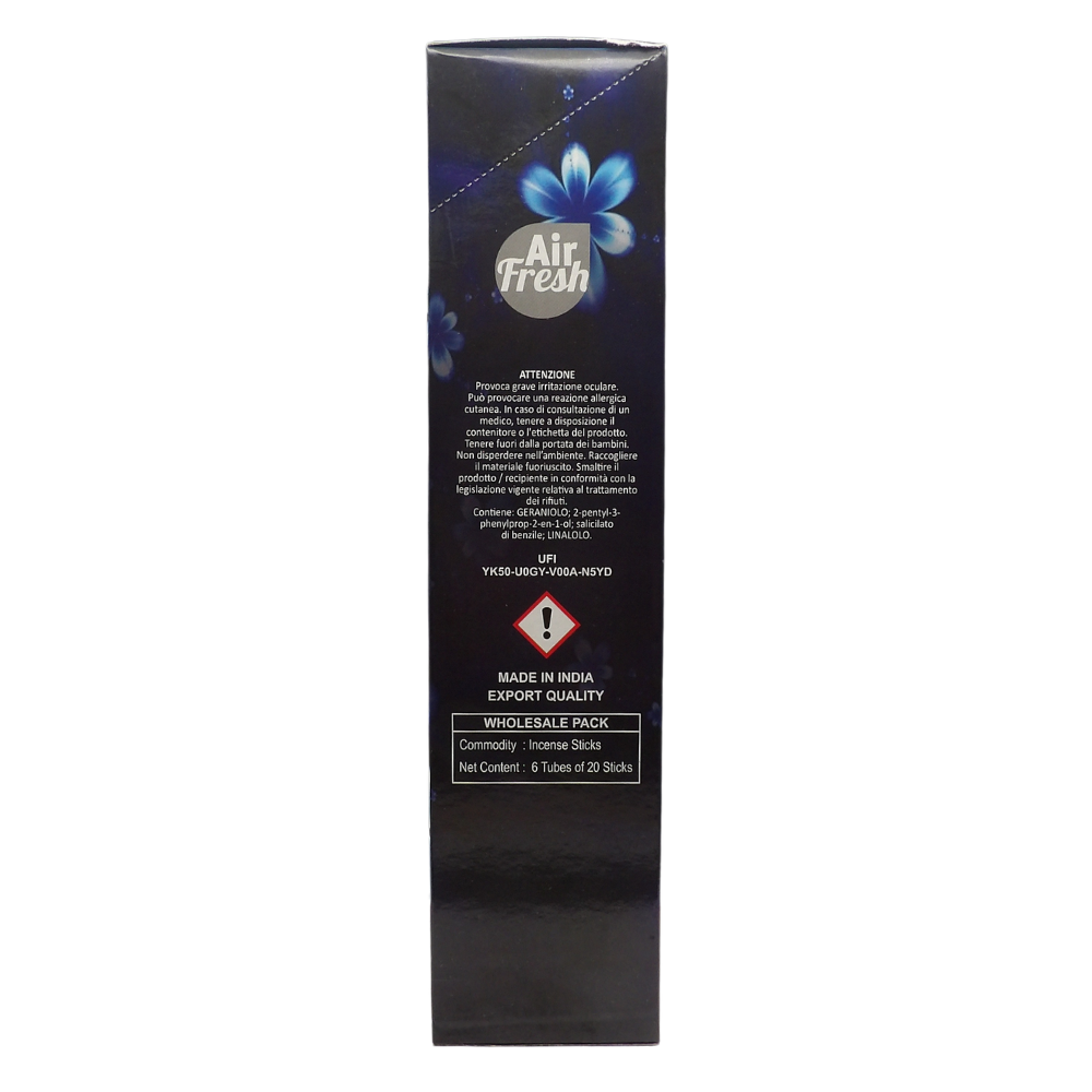 AIR FRESH Incenso Aromatico, Ottenuto Da Miscele Di Erbe, Cortecce, Fiori Ed Essenza Profumate. Ottimo Per Profumare Ambienti. Confezione Da 6 Astucci Da 20 Stick Ognuno (OPPIO)