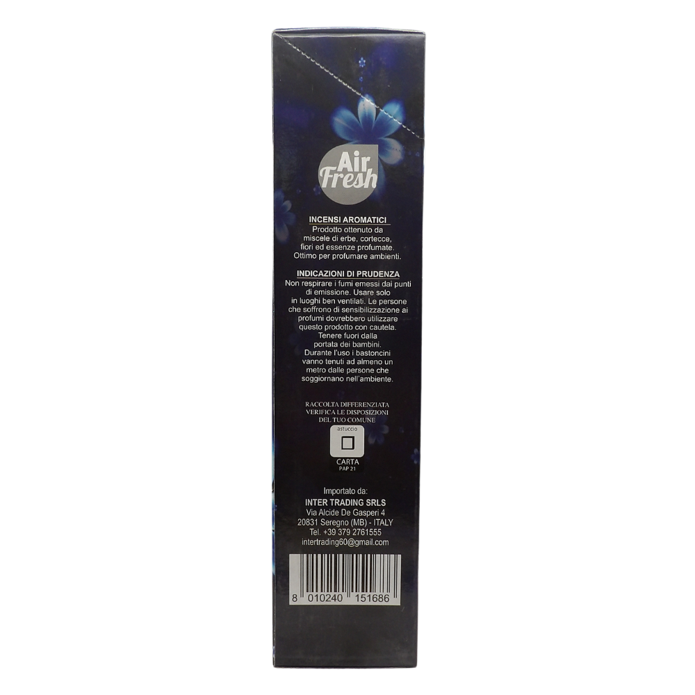 AIR FRESH Incenso Aromatico, Ottenuto Da Miscele Di Erbe, Cortecce, Fiori Ed Essenza Profumate. Ottimo Per Profumare Ambienti. Confezione Da 6 Astucci Da 20 Stick Ognuno (OPPIO)