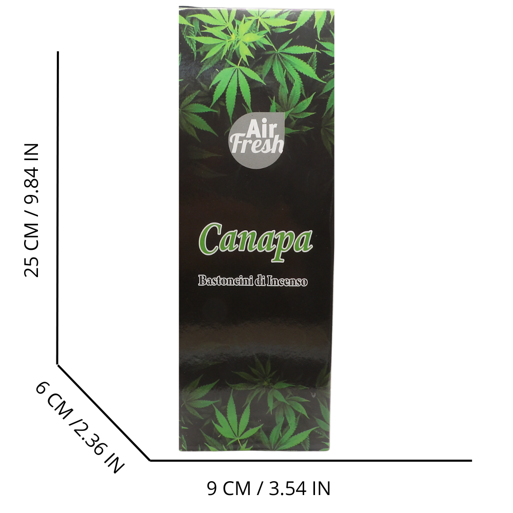 AIR FRESH Incenso Aromatico, Ottenuto Da Miscele Di Erbe, Cortecce, Fiori Ed Essenza Profumate. Ottimo Per Profumare Ambienti. Confezione Da 6 Astucci Da 20 Stick Ognuno (CANAPA)