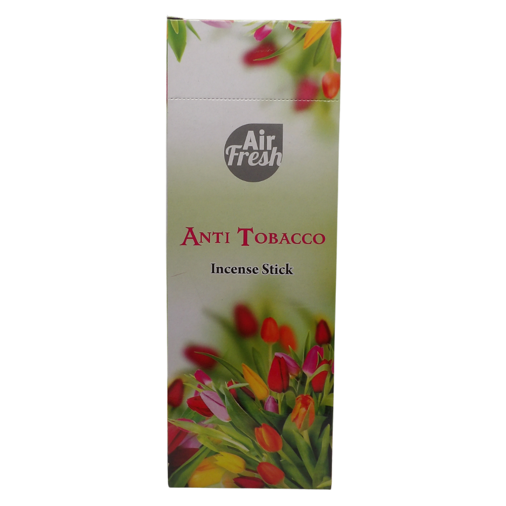 AIR FRESH Incenso Aromatico, Ottenuto Da Miscele Di Erbe, Cortecce, Fiori Ed Essenza Profumate. Ottimo Per Profumare Ambienti. Confezione Da 6 Astucci Da 20 Stick Ognuno (ANTI TABACCO)