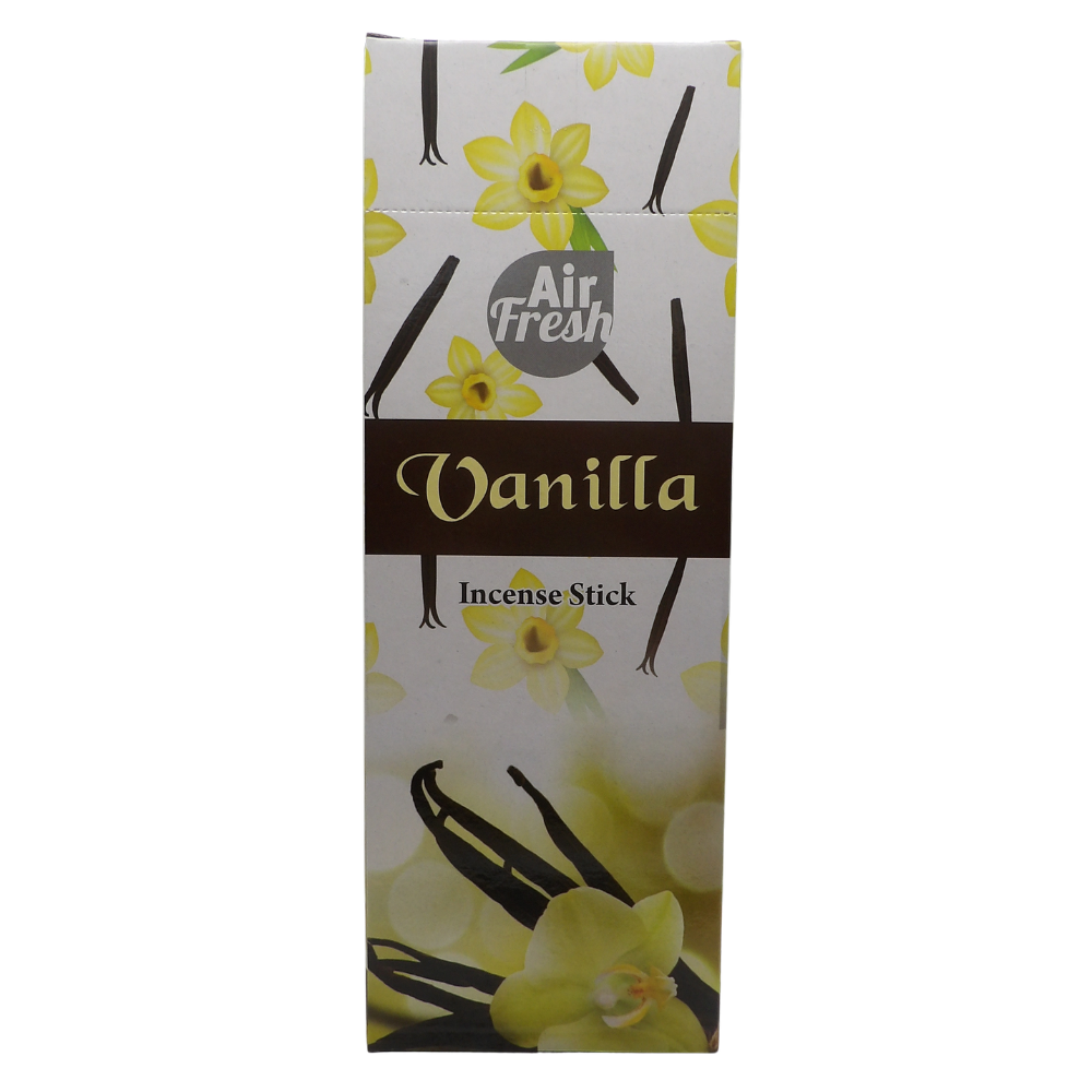 AIR FRESH Incenso Aromatico, Ottenuto Da Miscele Di Erbe, Cortecce, Fiori Ed Essenza Profumate. Ottimo Per Profumare Ambienti. Confezione Da 6 Astucci Da 20 Stick Ognuno (VANIGLIA)