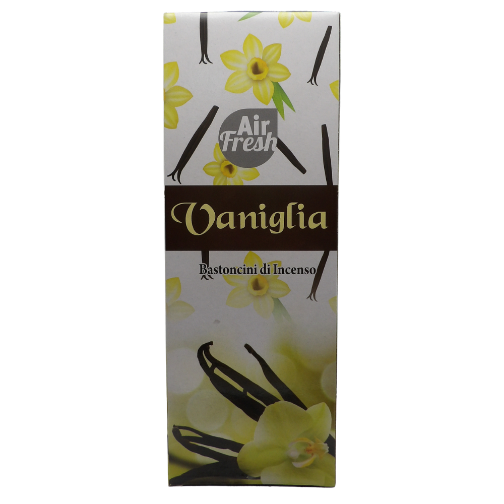 AIR FRESH Incenso Aromatico, Ottenuto Da Miscele Di Erbe, Cortecce, Fiori Ed Essenza Profumate. Ottimo Per Profumare Ambienti. Confezione Da 6 Astucci Da 20 Stick Ognuno (VANIGLIA)