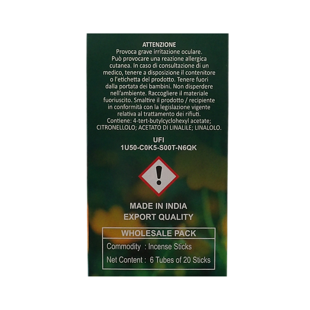 AIR FRESH Incenso Aromatico, Ottenuto Da Miscele Di Erbe, Cortecce, Fiori Ed Essenza Profumate. Ottimo Per Profumare Ambienti. Confezione Da 6 Astucci Da 20 Stick Ognuno (MAGNOLIA)