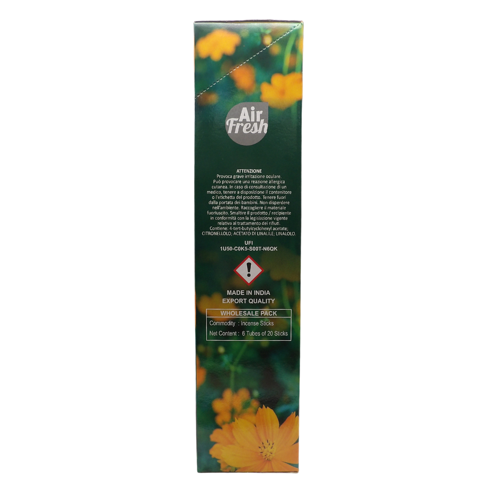 AIR FRESH Incenso Aromatico, Ottenuto Da Miscele Di Erbe, Cortecce, Fiori Ed Essenza Profumate. Ottimo Per Profumare Ambienti. Confezione Da 6 Astucci Da 20 Stick Ognuno (MAGNOLIA)
