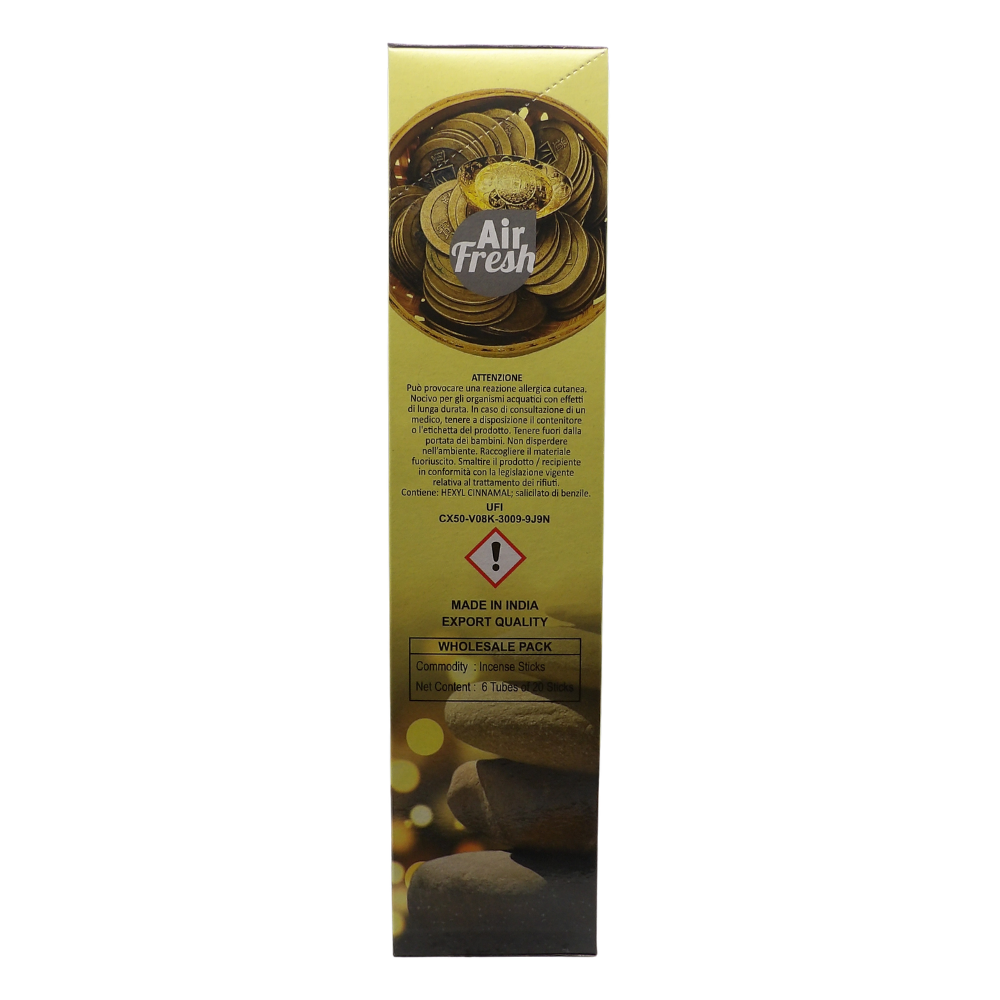 AIR FRESH Incenso Aromatico, Ottenuto Da Miscele Di Erbe, Cortecce, Fiori Ed Essenza Profumate. Ottimo Per Profumare Ambienti. Confezione Da 6 Astucci Da 20 Stick Ognuno (ARTE DEL FENGSHUI)