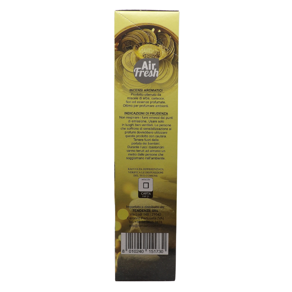 AIR FRESH Incenso Aromatico, Ottenuto Da Miscele Di Erbe, Cortecce, Fiori Ed Essenza Profumate. Ottimo Per Profumare Ambienti. Confezione Da 6 Astucci Da 20 Stick Ognuno (ARTE DEL FENGSHUI)