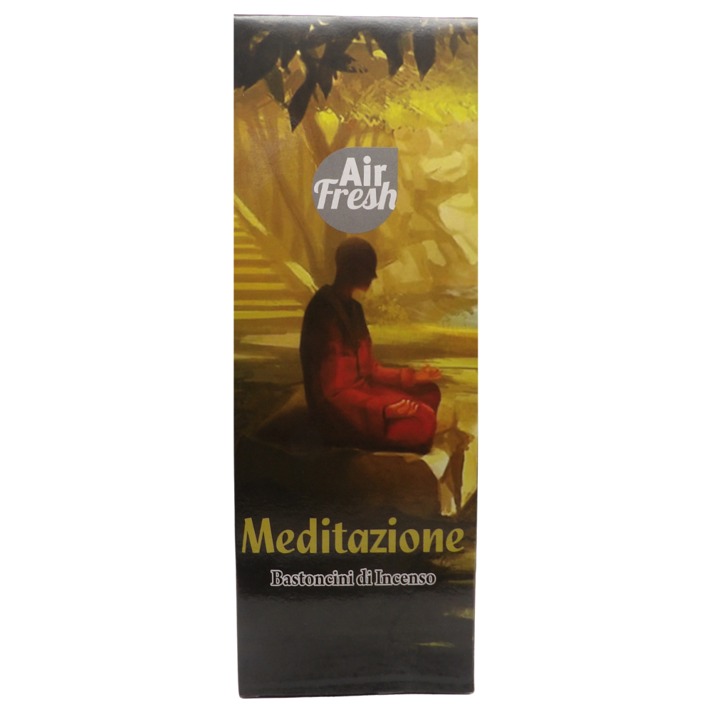 AIR FRESH Incenso Aromatico, Ottenuto Da Miscele Di Erbe, Cortecce, Fiori Ed Essenza Profumate. Ottimo Per Profumare Ambienti. Confezione Da 6 Astucci Da 20 Stick Ognuno (MEDITAZIONE)
