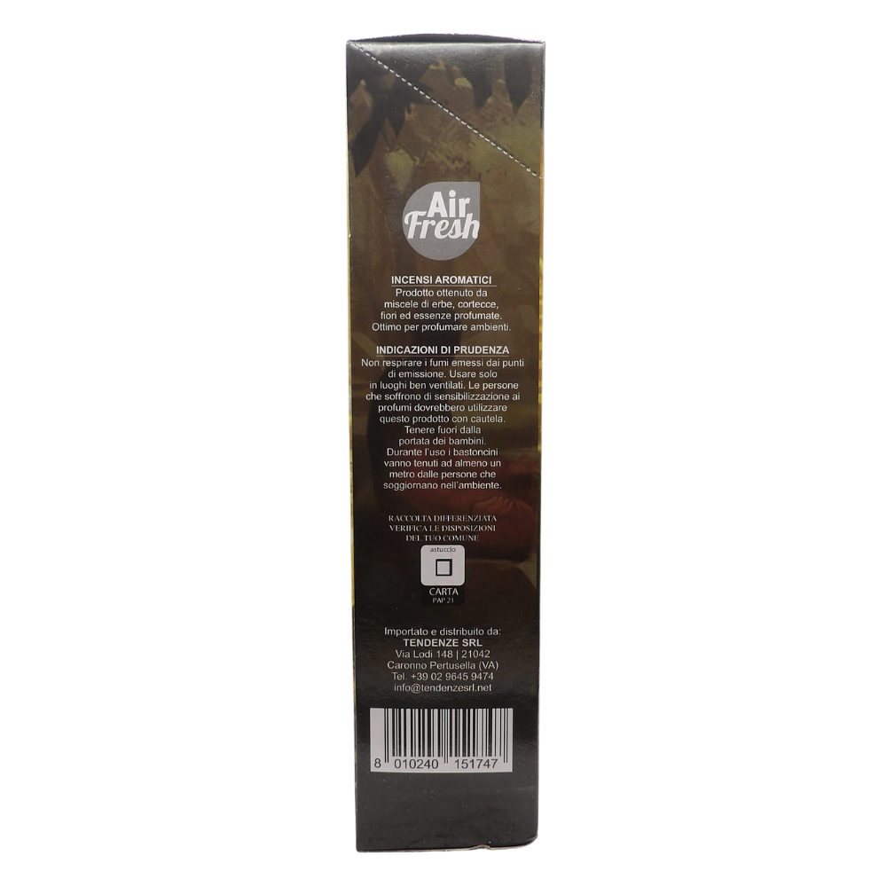 AIR FRESH Incenso Aromatico, Ottenuto Da Miscele Di Erbe, Cortecce, Fiori Ed Essenza Profumate. Ottimo Per Profumare Ambienti. Confezione Da 6 Astucci Da 20 Stick Ognuno (MEDITAZIONE)