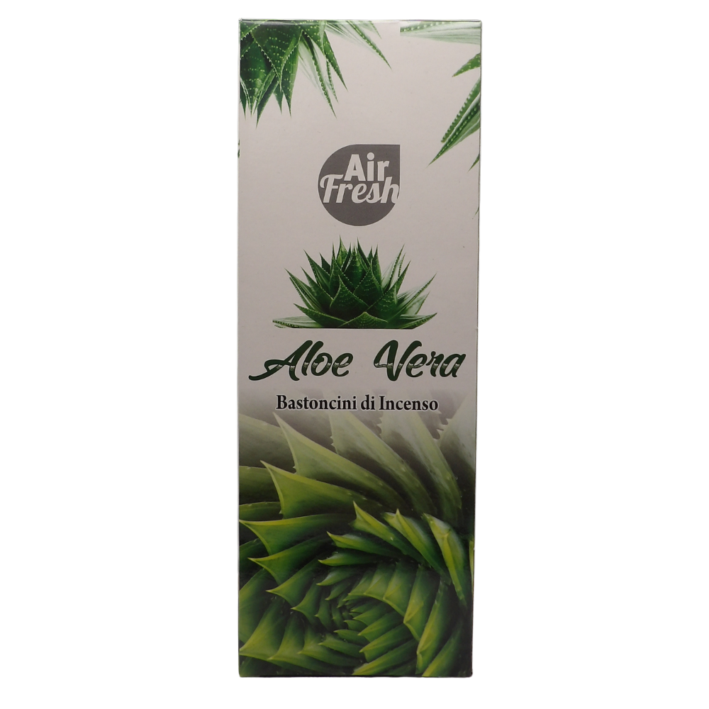 AIR FRESH Incenso Aromatico, Ottenuto Da Miscele Di Erbe, Cortecce, Fiori Ed Essenza Profumate. Ottimo Per Profumare Ambienti. Confezione Da 6 Astucci Da 20 Stick Ognuno (ALOE VERA)