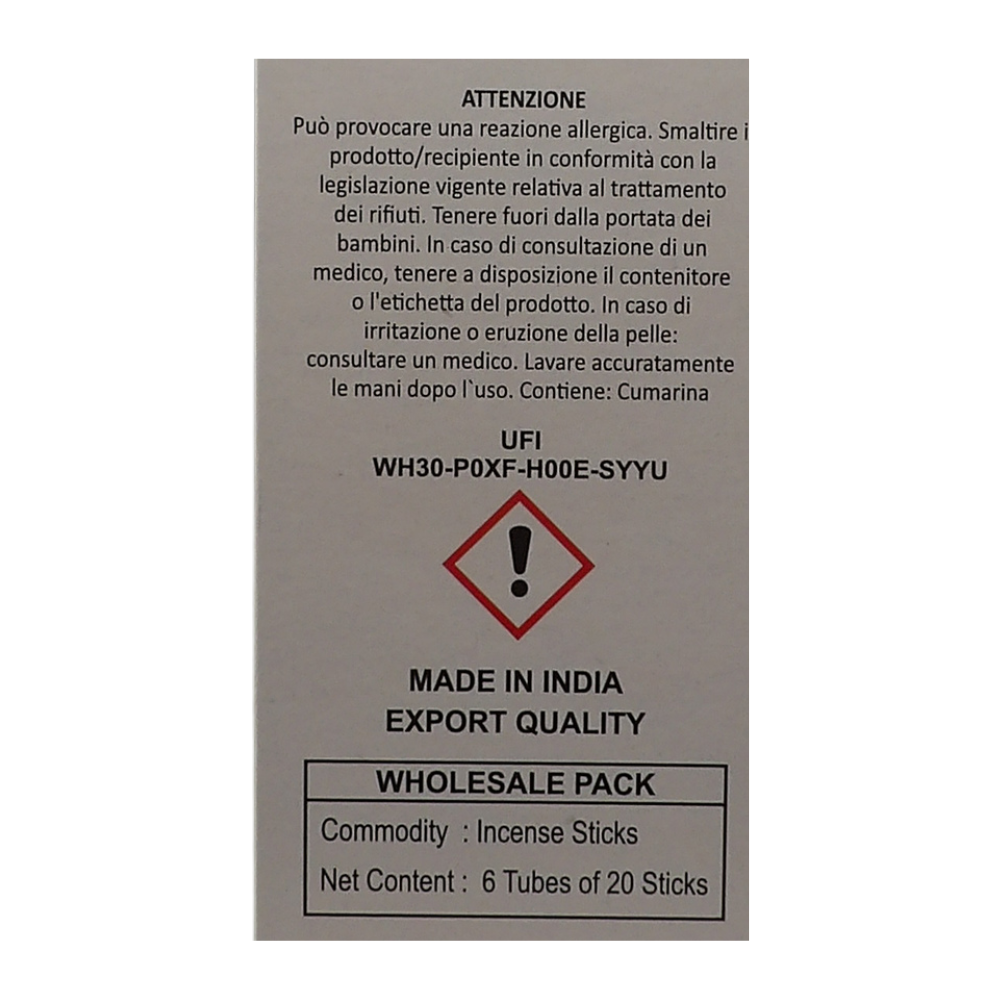 AIR FRESH Incenso Aromatico, Ottenuto Da Miscele Di Erbe, Cortecce, Fiori Ed Essenza Profumate. Ottimo Per Profumare Ambienti. Confezione Da 6 Astucci Da 20 Stick Ognuno (ALOE VERA)
