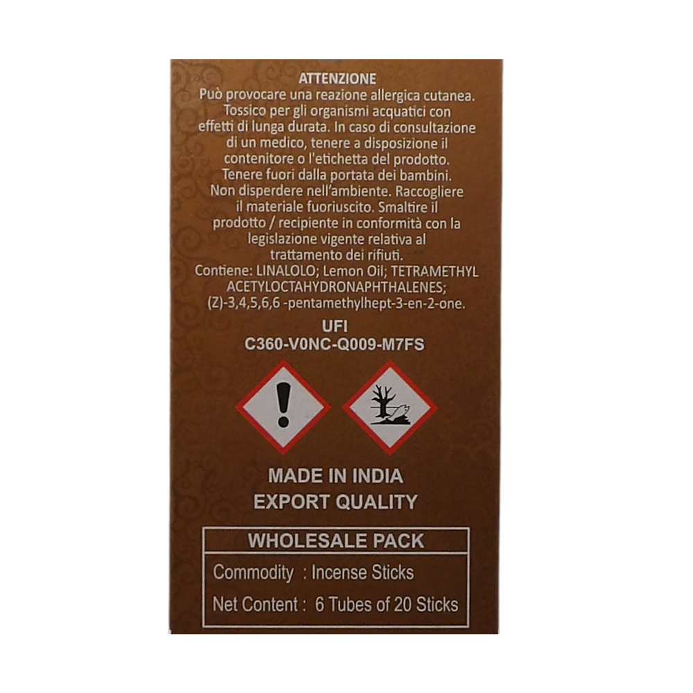 AIR FRESH Incenso Aromatico, Ottenuto Da Miscele Di Erbe, Cortecce, Fiori Ed Essenza Profumate. Ottimo Per Profumare Ambienti. Confezione Da 6 Astucci Da 20 Stick Ognuno (KAMASUTRA)