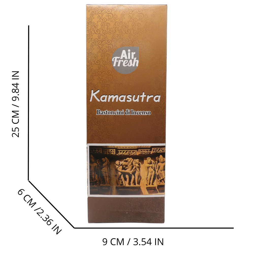 AIR FRESH Incenso Aromatico, Ottenuto Da Miscele Di Erbe, Cortecce, Fiori Ed Essenza Profumate. Ottimo Per Profumare Ambienti. Confezione Da 6 Astucci Da 20 Stick Ognuno (KAMASUTRA)