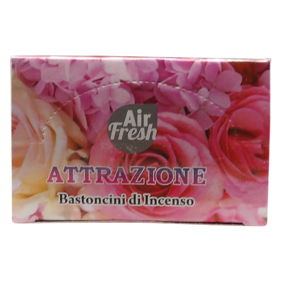 AIR FRESH Incenso Aromatico, Ottenuto Da Miscele Di Erbe, Cortecce, Fiori Ed Essenza Profumate. Ottimo Per Profumare Ambienti. Confezione Da 6 Astucci Da 20 Stick Ognuno (ATTRAZIONE)