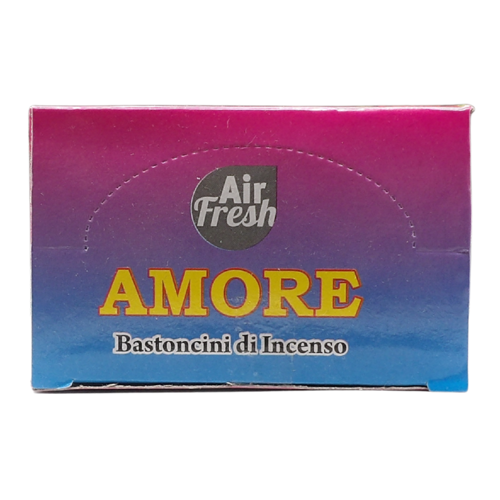 AIR FRESH Incenso Aromatico, Ottenuto Da Miscele Di Erbe, Cortecce, Fiori Ed Essenza Profumate. Ottimo Per Profumare Ambienti. Confezione Da 6 Astucci Da 20 Stick Ognuno (AMORE)