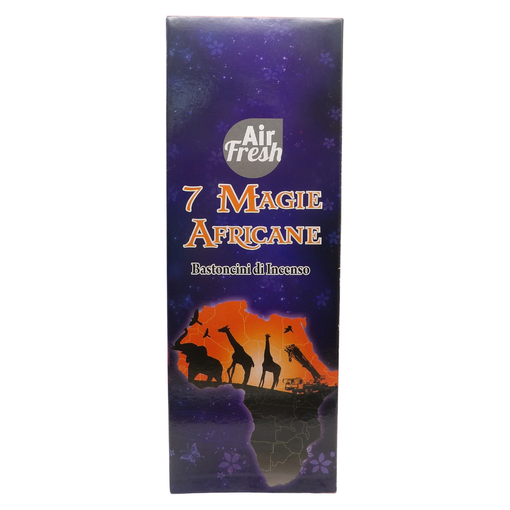 AIR FRESH Incenso Aromatico, Ottenuto Da Miscele Di Erbe, Cortecce, Fiori Ed Essenza Profumate. Ottimo Per Profumare Ambienti. Confezione Da 6 Astucci Da 20 Stick Ognuno (7 MAGIE AFRICANE)