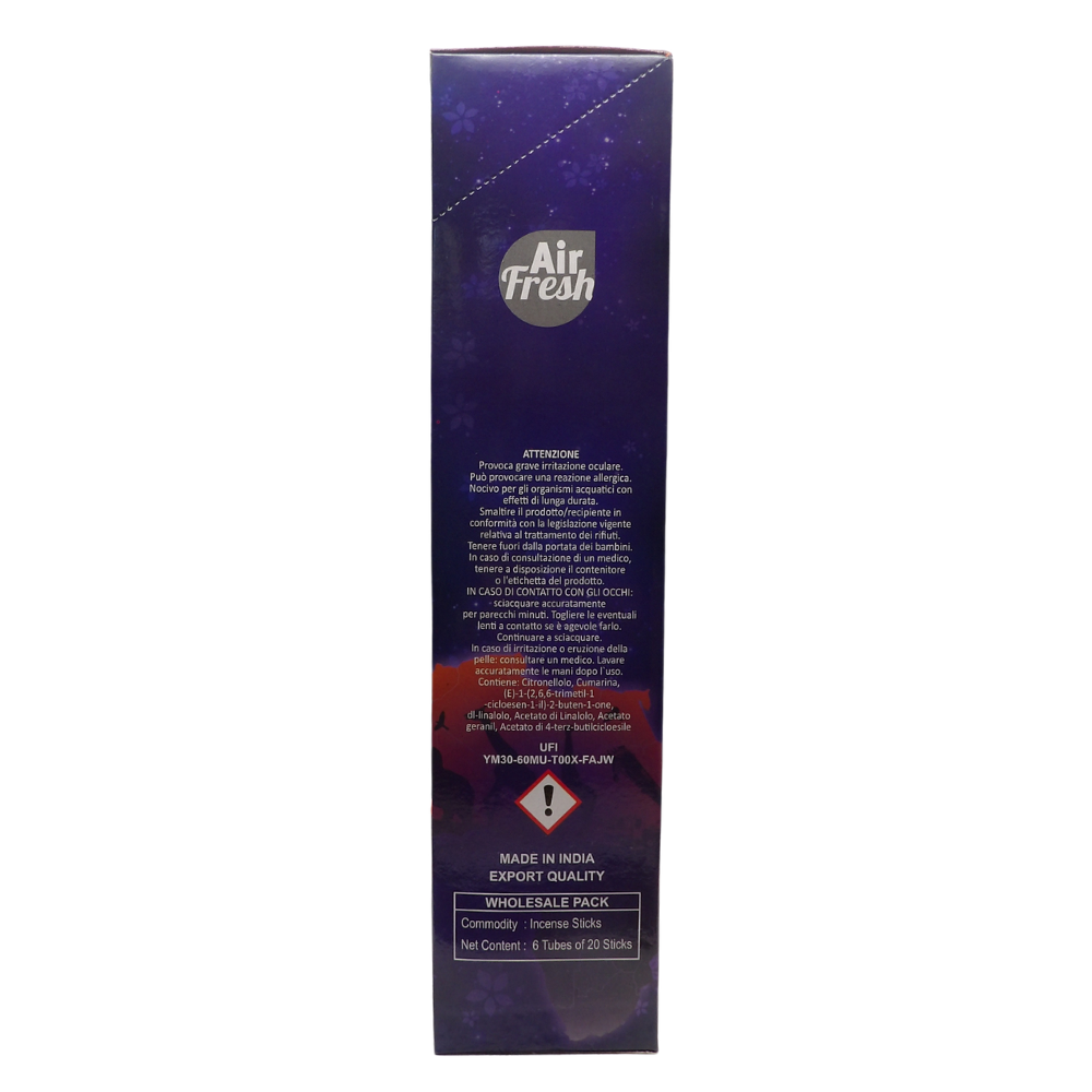 AIR FRESH Incenso Aromatico, Ottenuto Da Miscele Di Erbe, Cortecce, Fiori Ed Essenza Profumate. Ottimo Per Profumare Ambienti. Confezione Da 6 Astucci Da 20 Stick Ognuno (7 MAGIE AFRICANE)